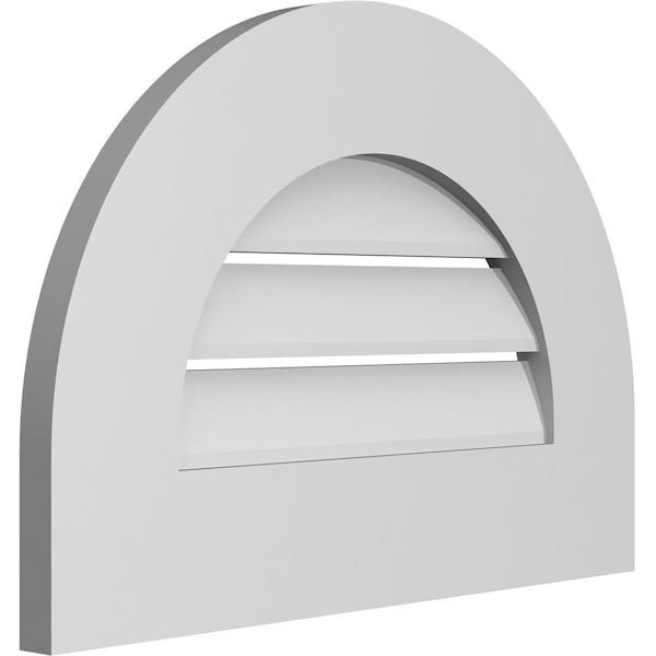 Round Top Surface Mount PVC Gable Vent: Functional, W/ 3-1/2W X 1P Standard Frame, 20W X 14H